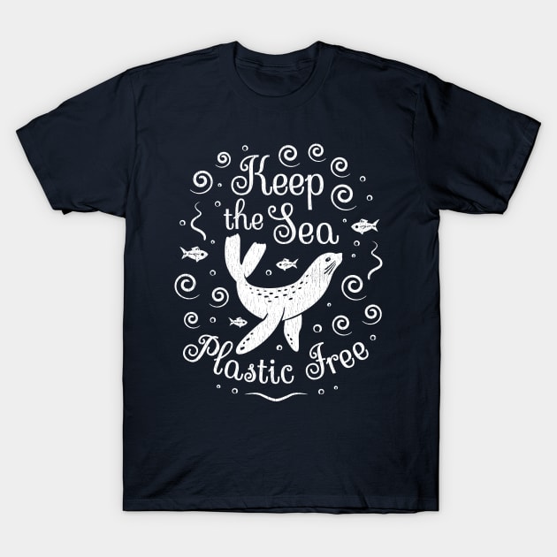 Keep The Sea Plastic Free - Sea Lion T-Shirt by bangtees